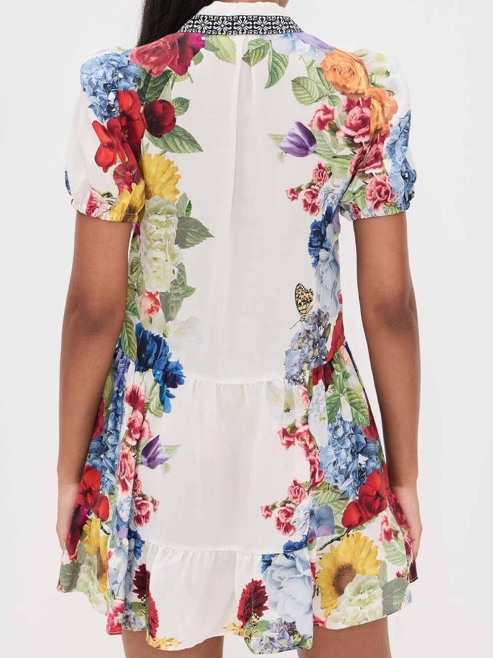 Alice + Olivia Claire Floral Mini Dress Puff Sleeve Shift Size Small NWOT - Picture 10 of 16